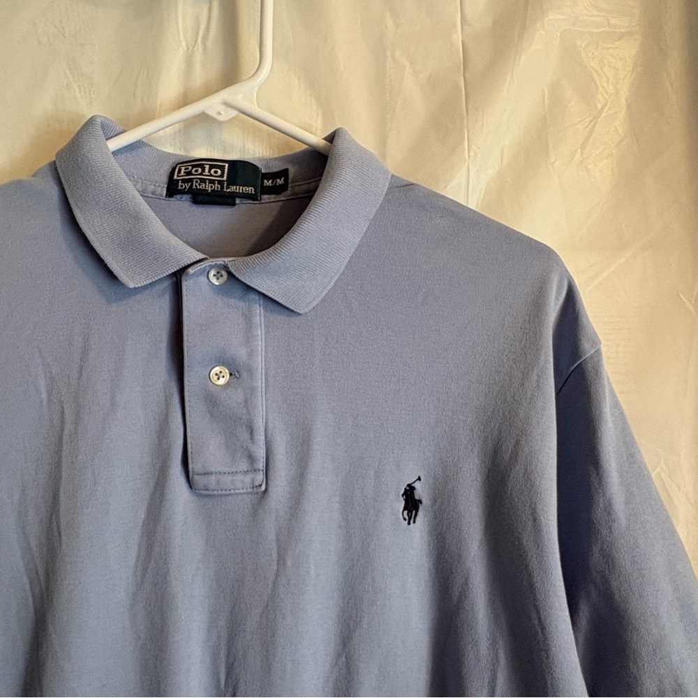 Vtg Polo‎ By Ralph Lauren Men's Size Med Light Blue Polo Cotton Preppy Collared